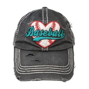 Baseball Strapback Hat Gray One Size Solid KB ETHOS Vintage Distressed